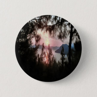 Marmaris Sunset Framed By Palm Trees Landscape Art 6 Cm Round Badge