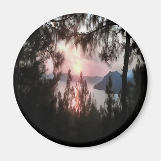 Marmaris Sunset Framed By Palm Trees Landscape Art Magnet