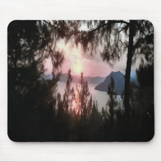 Marmaris Sunset Framed By Palm Trees Landscape Art Mouse Mat