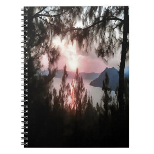 Marmaris Sunset Framed By Palm Trees Landscape Art Notebook