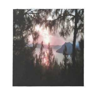 Marmaris Sunset Framed By Palm Trees Landscape Art Notepad