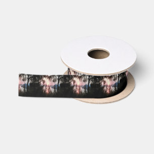 Marmaris Sunset Framed By Palm Trees Landscape Art Satin Ribbon