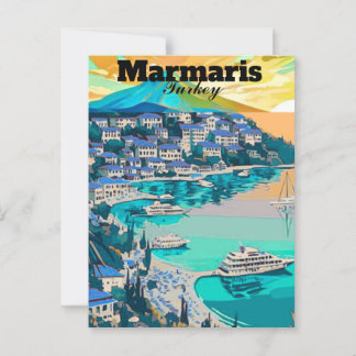 Marmaris Travel Postcard Art, Marmaris Turkey Post