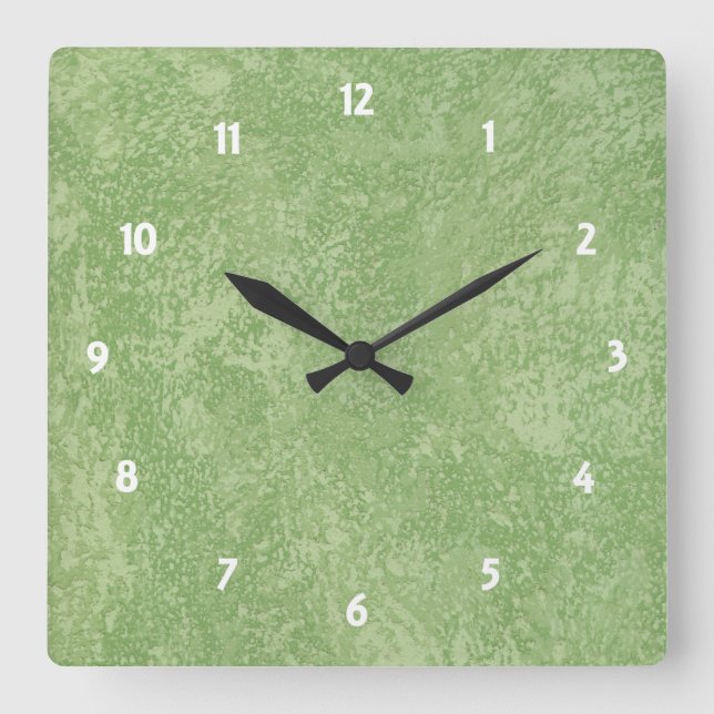 Marmorino Green Faux Finish Square Clock (Front)