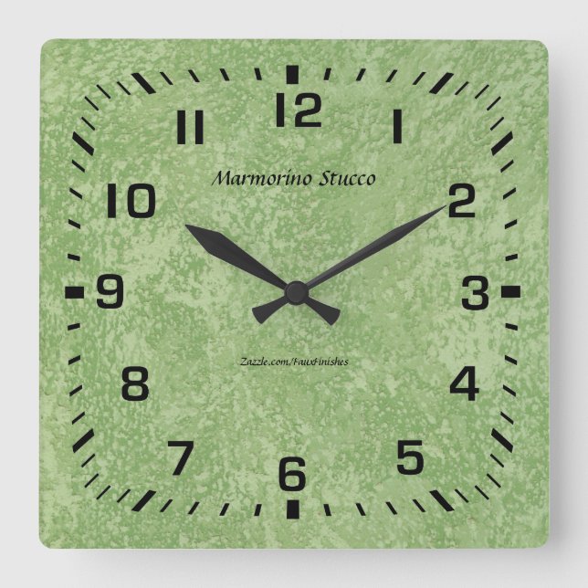 Marmorino Stucco Faux Finish Square Wall Clock (Front)