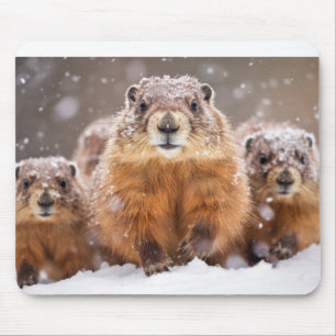 Marmot Animal Family Wandering Nature Mouse Mat