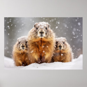 Marmot Animal Family Wandering Nature Poster
