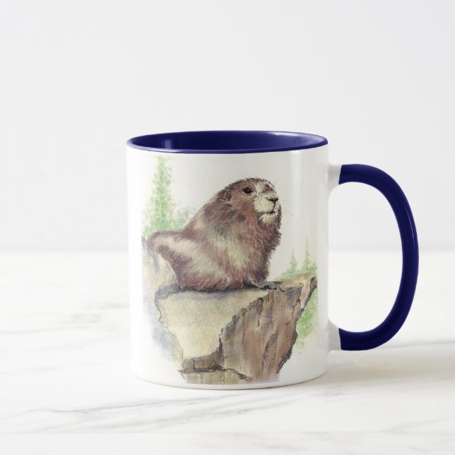 Marmot Animal, Rocks, Nature, Wildlife Mug (Right)