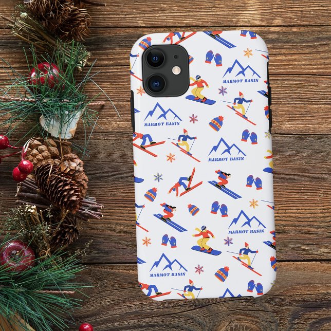 Marmot Basin Alberta Ski Snowboard Pattern Case-Mate iPhone Case (Marmot Basin Alberta ski snowboard winter snow vacation christmas holidays iphone case)