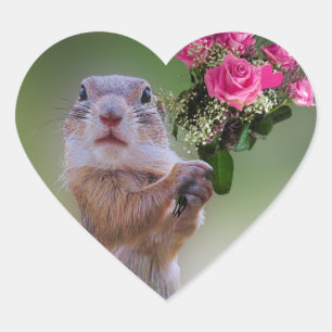 Marmot bouquet heart sticker