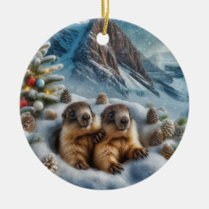 Marmot Christmas Ornament