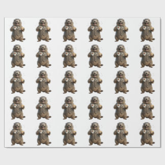 Marmot Drinking Tea Wrapping Paper