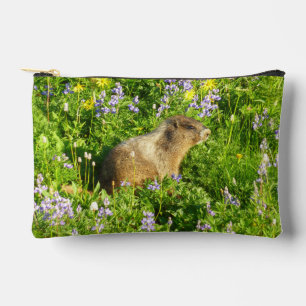 Marmot in Mount Rainier Wildflowers Accessory Pouch