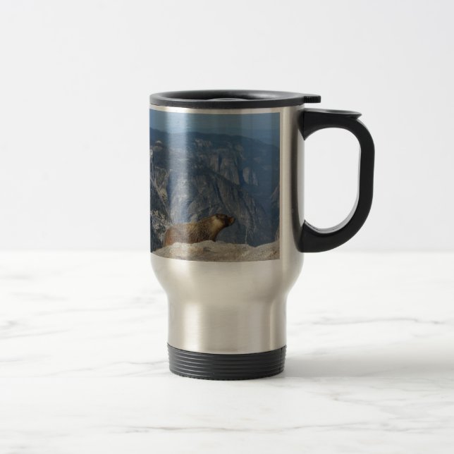 Marmot Overlooking Half Dome from Clouds Rest - Yo Travel Mug (Right)
