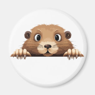 Marmot Peeking Cute Adorable Funny Animal Cartoon Magnet