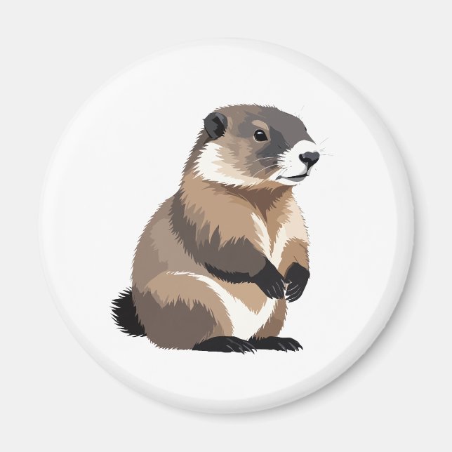 Marmot Vector Graphic Art Portrait Animal Spirit  Magnet (Front)