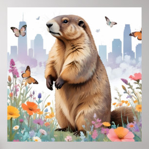 Marmot Vintage Animal Nature Environment Decor Art