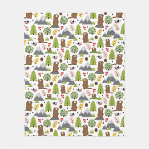 Marmots on a Mountain Glade Fleece Blanket