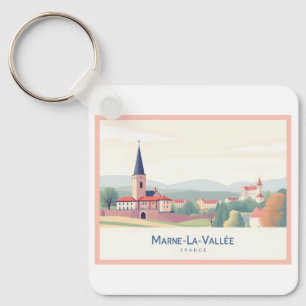 Marne-La-Vallée France Pastel Travel Key Ring
