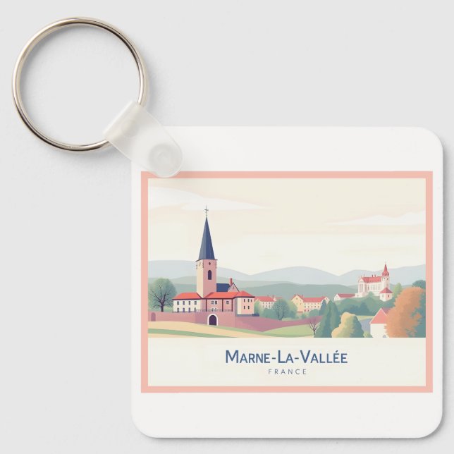 Marne-La-Vallée France Pastel Travel Key Ring (Front)