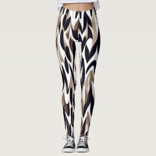 Marocco Triangle Geometric Brown Grey Pattern Leggings