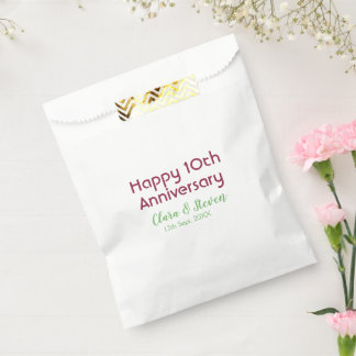 MARON GREEN PASTEL happy 10th anniversary wedding Favour Bags
