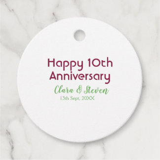 MARON GREEN PASTEL happy 10th anniversary wedding Favour Tags