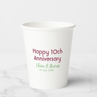 MARON GREEN PASTEL happy 10th anniversary wedding Paper Cups