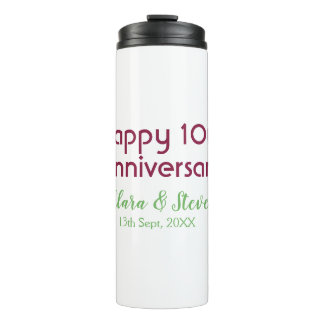 MARON GREEN PASTEL happy 10th anniversary wedding Thermal Tumbler