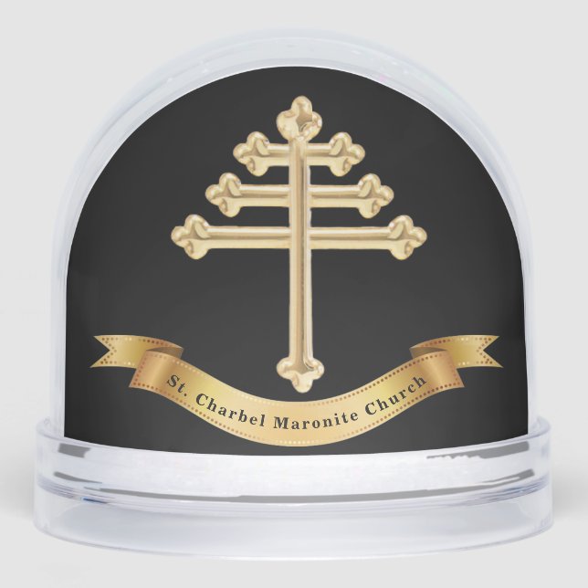Maronite Church Cross Crest Personalised Gift  Snowglobe (Front)
