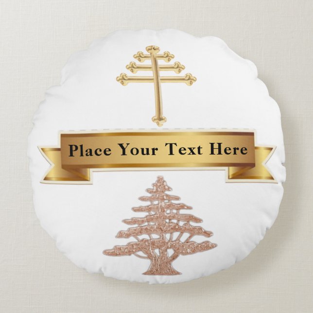 Maronite Church Wedding Personalised Ring-Bearer Round Cushion (Front)