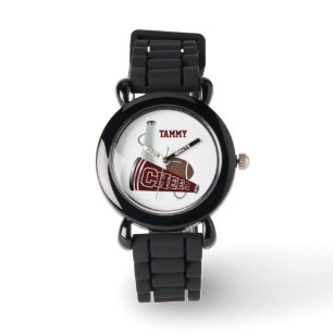 Maroo & White Cheerleader's Megaphone Custom Watch