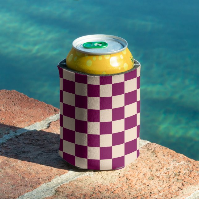 Maroon and beige chequerboard pattern can cooler (In Situ Pool)