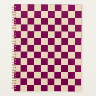 Maroon and beige chequerboard pattern planner