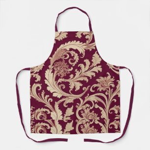 Maroon and Beige Vintage Pattern  Apron