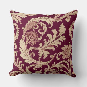 Maroon and Beige Vintage Pattern Cushion