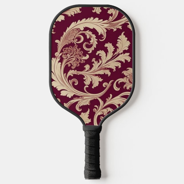 Maroon and Beige Vintage Pattern  Pickleball Paddle (Front)