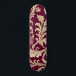 Maroon and Beige Vintage Pattern  Skateboard<br><div class="desc">Creamy ivory and dark red floral print</div>