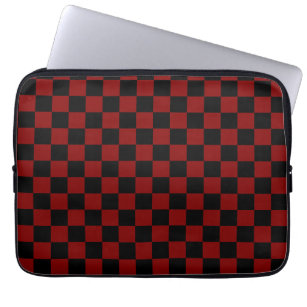 Maroon and Black Chequered Vintage Laptop Sleeve