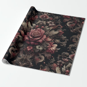Maroon and Black Gift Wrapping Paper 