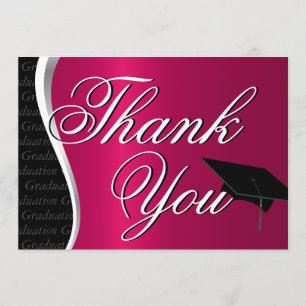 Maroon and Black Graduation Thank You Card
