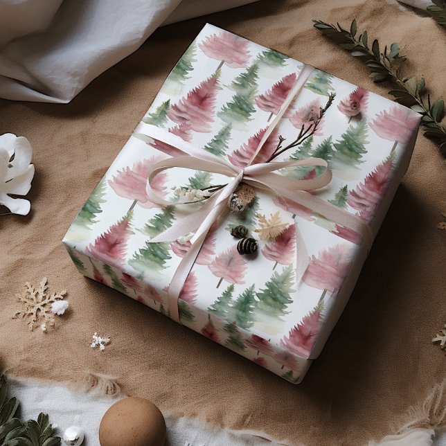 Maroon and Dark Green Pine Tree Wrapping Paper (Creator Uploaded)