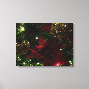 Maroon and Gold Christmas Tree I Holiday Photo Canvas Print