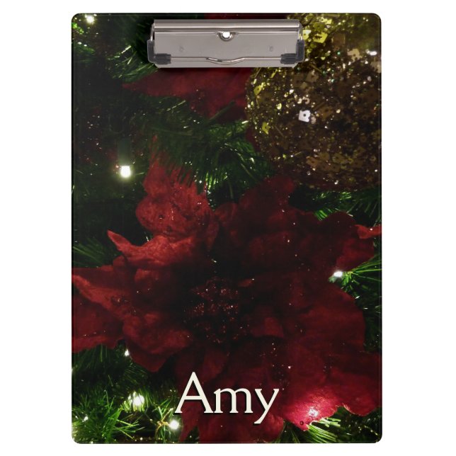 Maroon and Gold Christmas Tree I Holiday Photo Clipboard (Front)