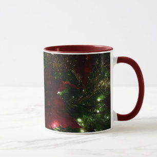 Maroon and Gold Christmas Tree I Holiday Photo Mug