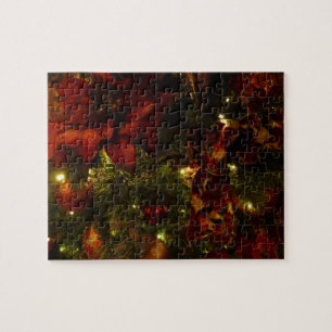 Maroon and Gold Christmas Tree II Jigsaw Puzzle