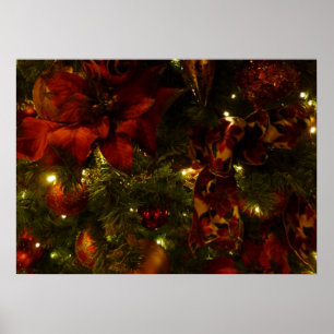Maroon and Gold Christmas Tree II Poster