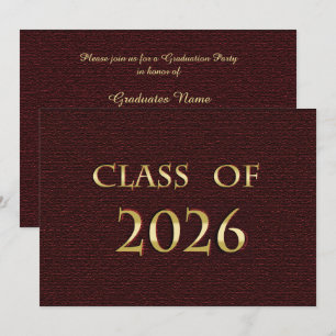 Maroon and Gold Class of 2026 Graduation Party Invitation