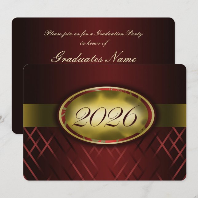 Maroon and Gold Class of 2026 Party Invitation (Front/Back)