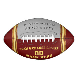 Maroon and Gold Custom Printed Football with PHOTO American Football
